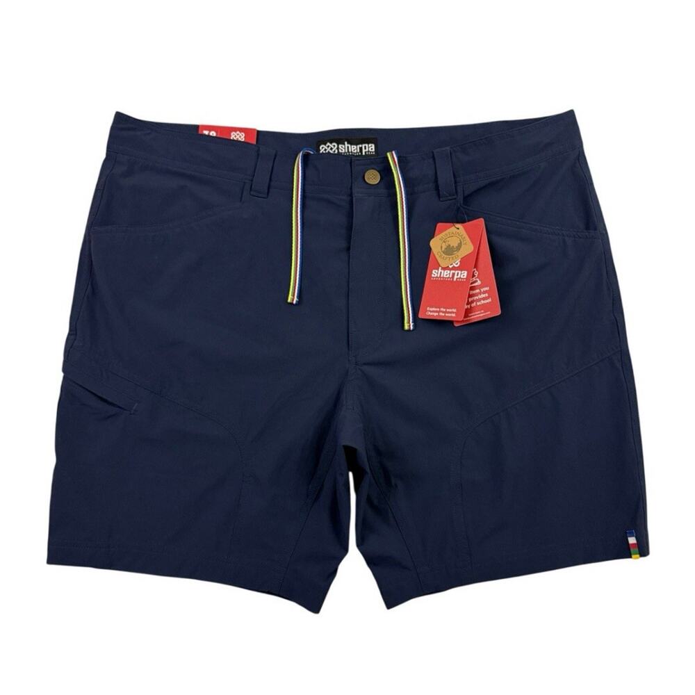 Sherpa Adventure Gear Mens 38 Cargo Shorts Blue Jamyang Drawstring Nylon Hiking